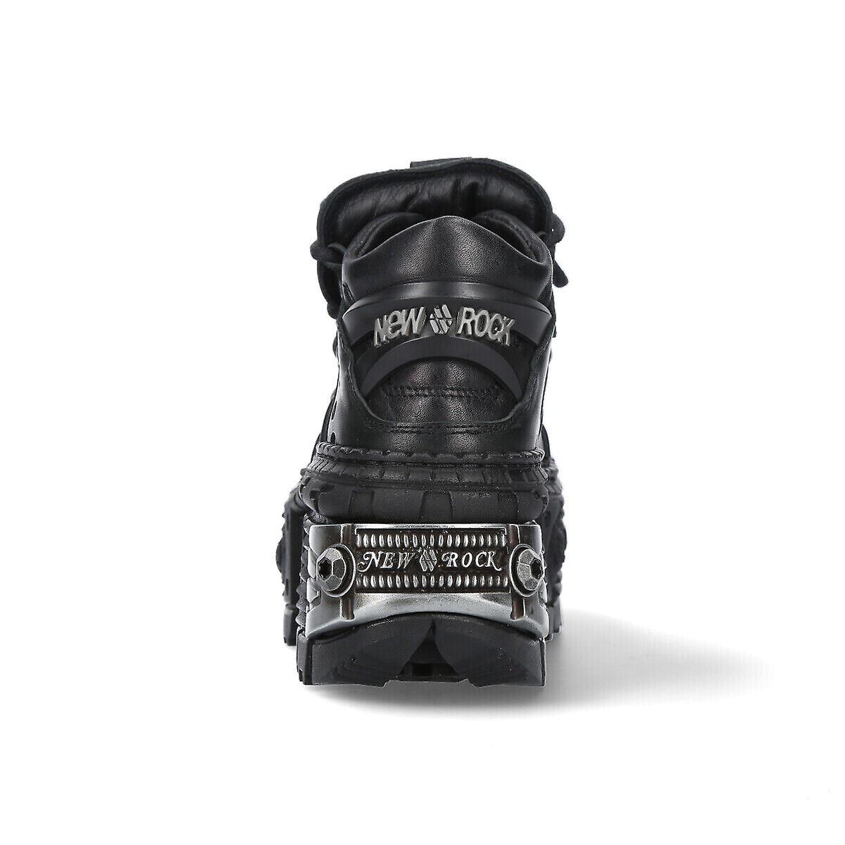 靴 New Rock boots New Rock Boots WALL106-S10 Unisex Metallic Black Leather Platform