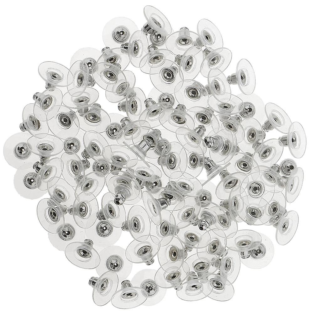 100Pcs Transparent Plastic Earring Stopper Posts Earring Findings Back Nuts