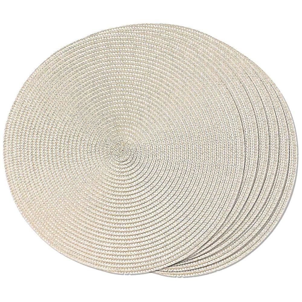 Round Braided Placemats Set Of 6 Table Mats For Dining Tables Woven Washable Non-slip Place Mats 15