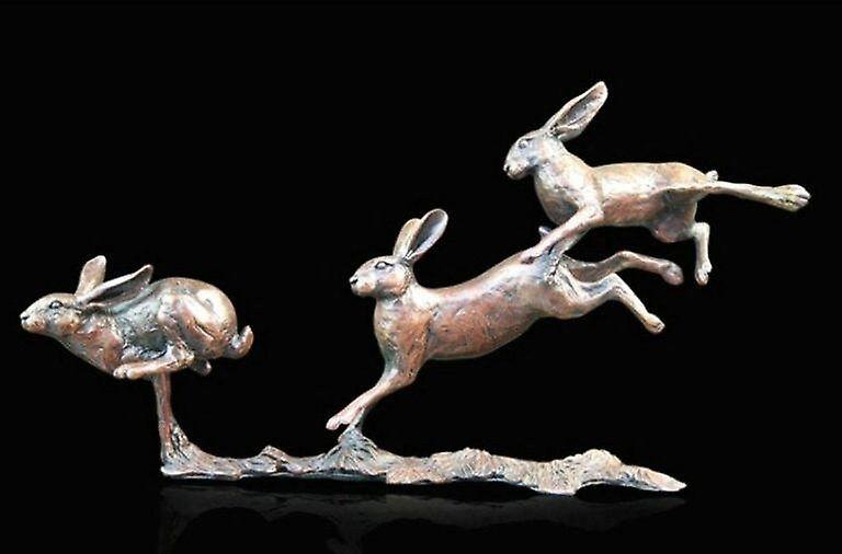 Hares Running Figurine By Allianceinteriorsltd