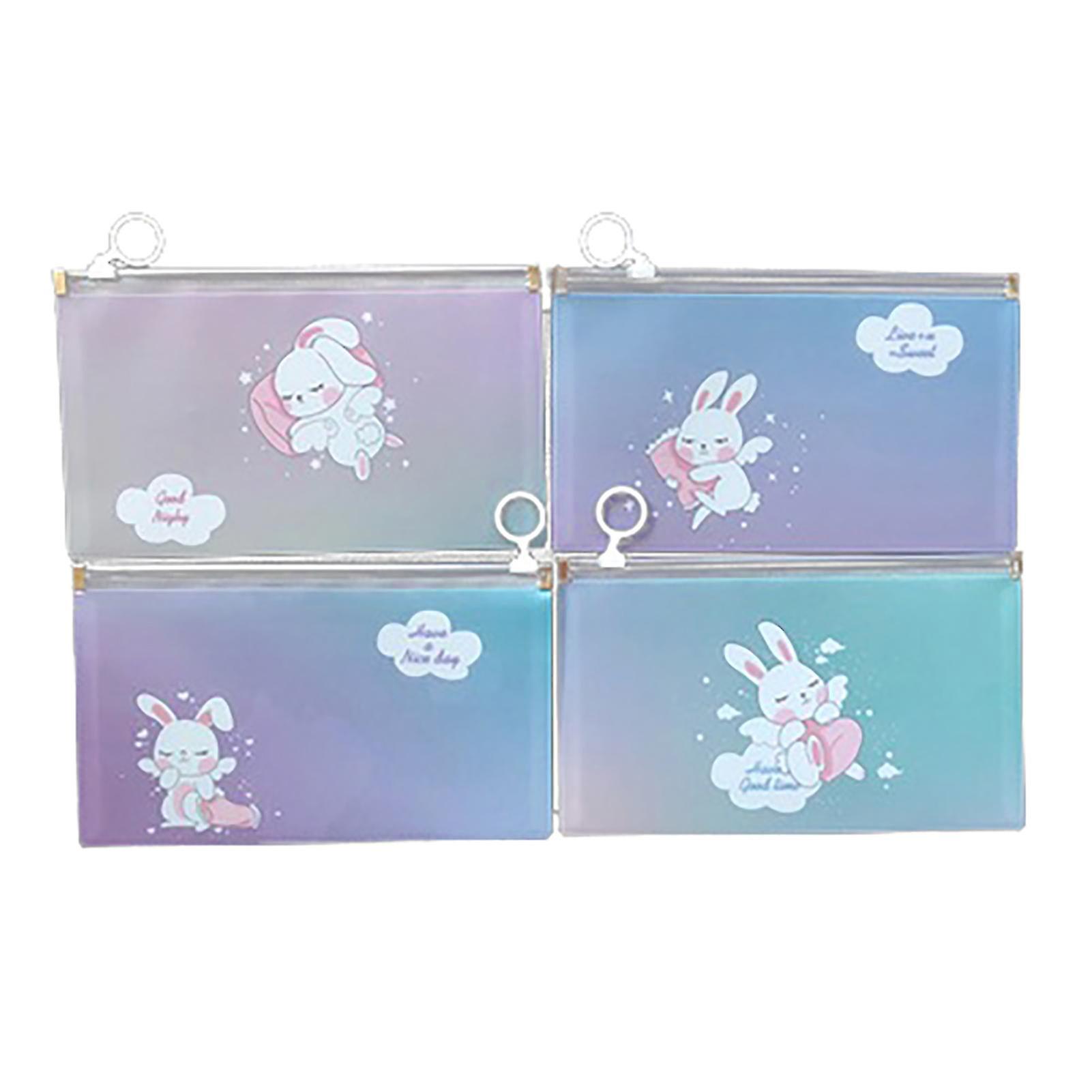 4pcs/set Portable Reusable Cartoon Face Cover Organizer Storage Bag With Zipper