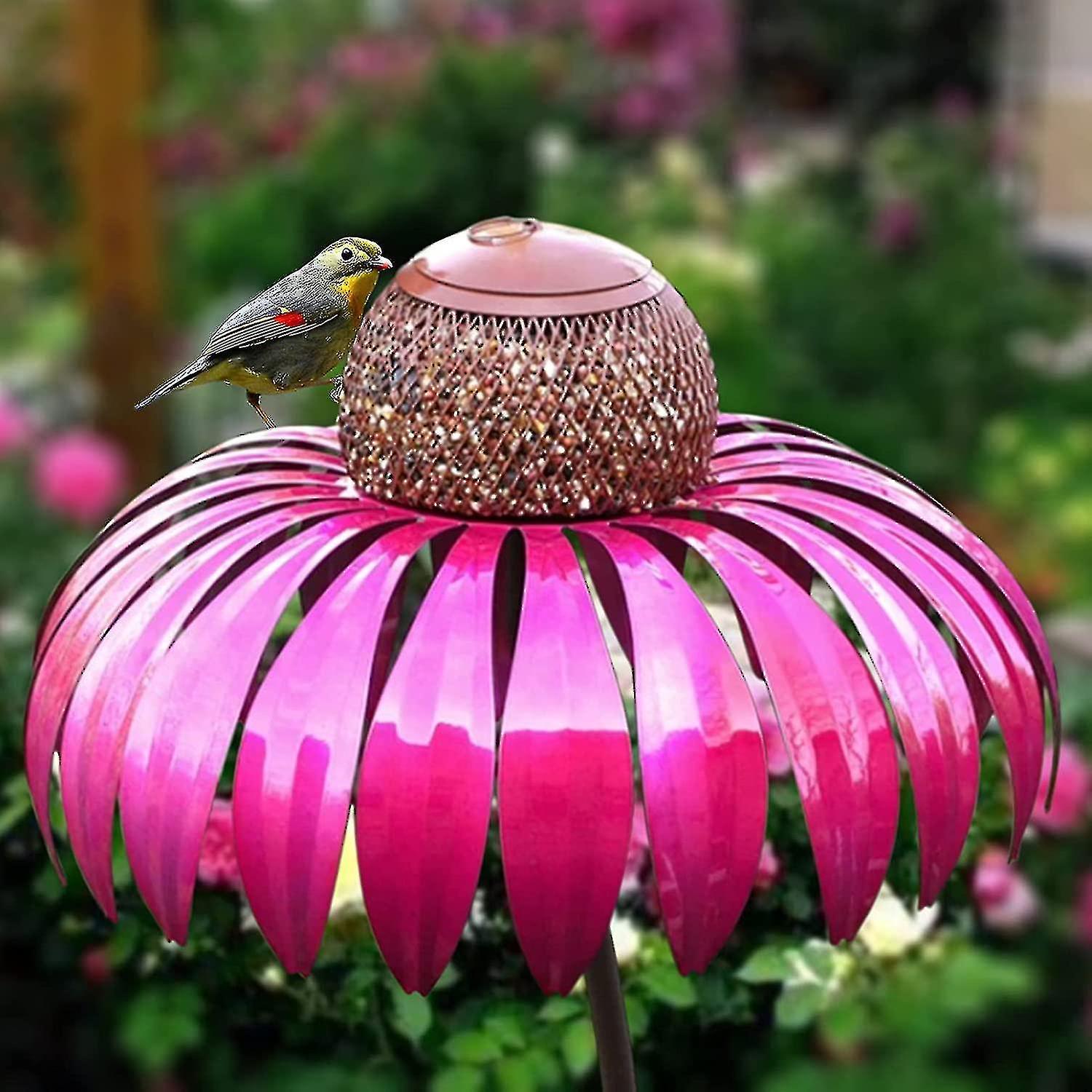 Hummingbird Feeder, Bird Feeders For Outdoors Metal Hanging Glass Humming Bird Feeder Pole, Garden B