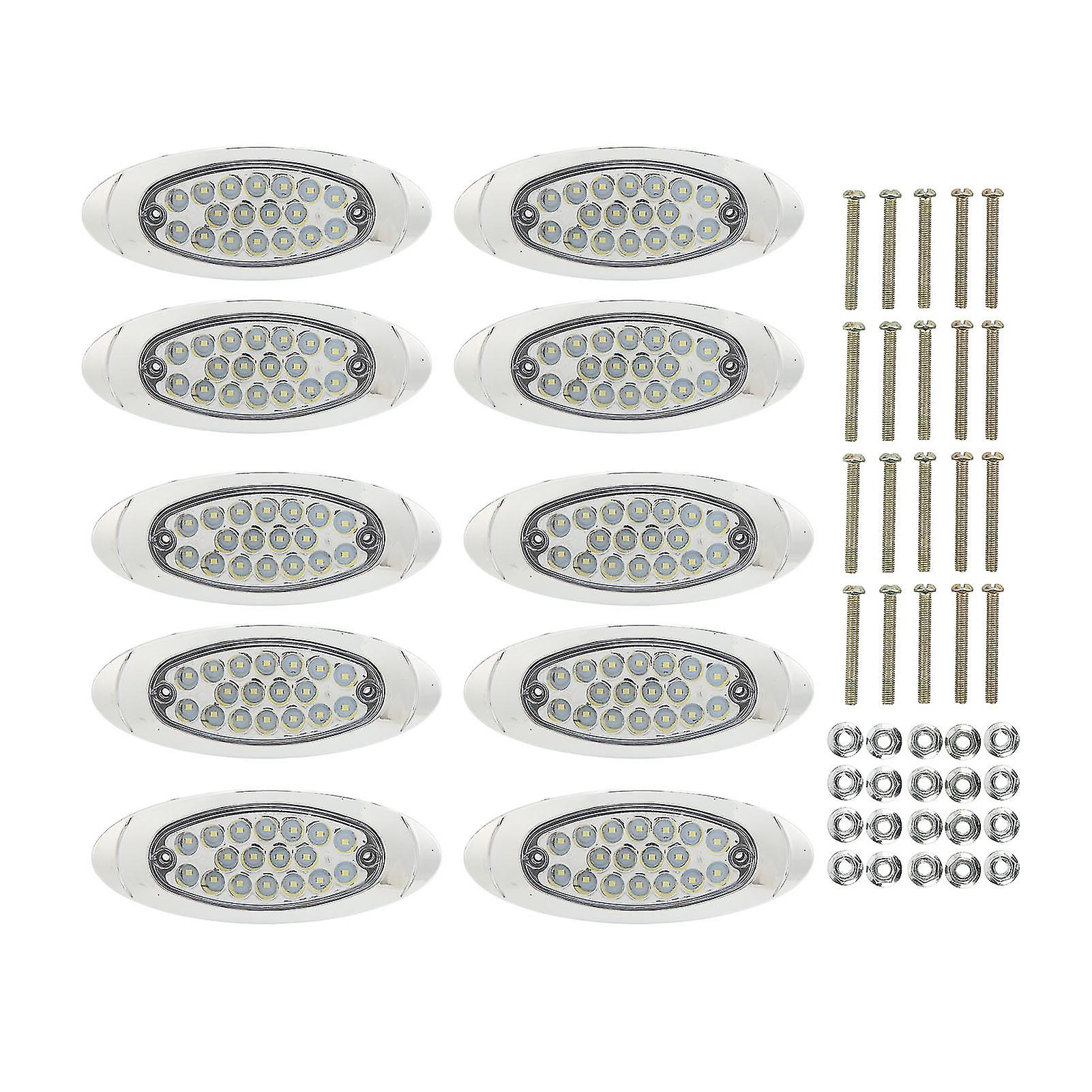 10Pcs 18 Leds Side Marker Light 1224v Ip67 Waterproof 1200lm Trailer Turn Signal Lamp For Trucks Yachtswhite