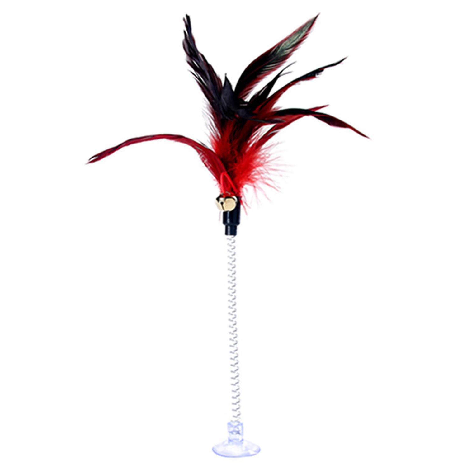 ZHOUBA Funny Pet Cat Feather Bell Spring Suction Cup Elastic Playing Interactive Toy