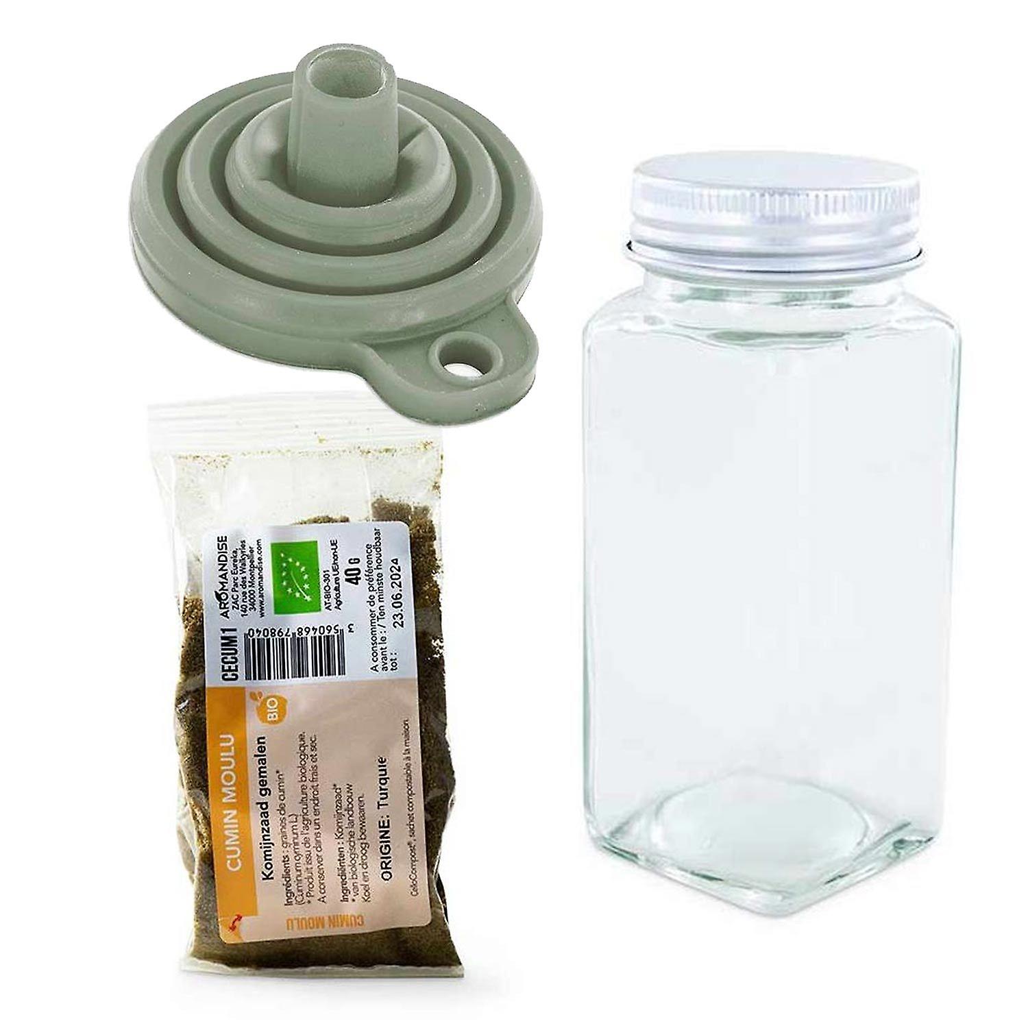 Spice bottle + funnel + organic cumin 40 g
