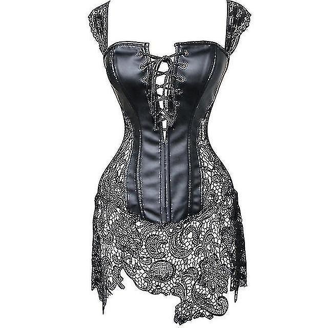 جنسي الملابس الداخلية النساء الجلود والدانتيل هزلي Steampunk مشد اللباس الخصر بوستير كوربيت زائد الحجم-شينهان