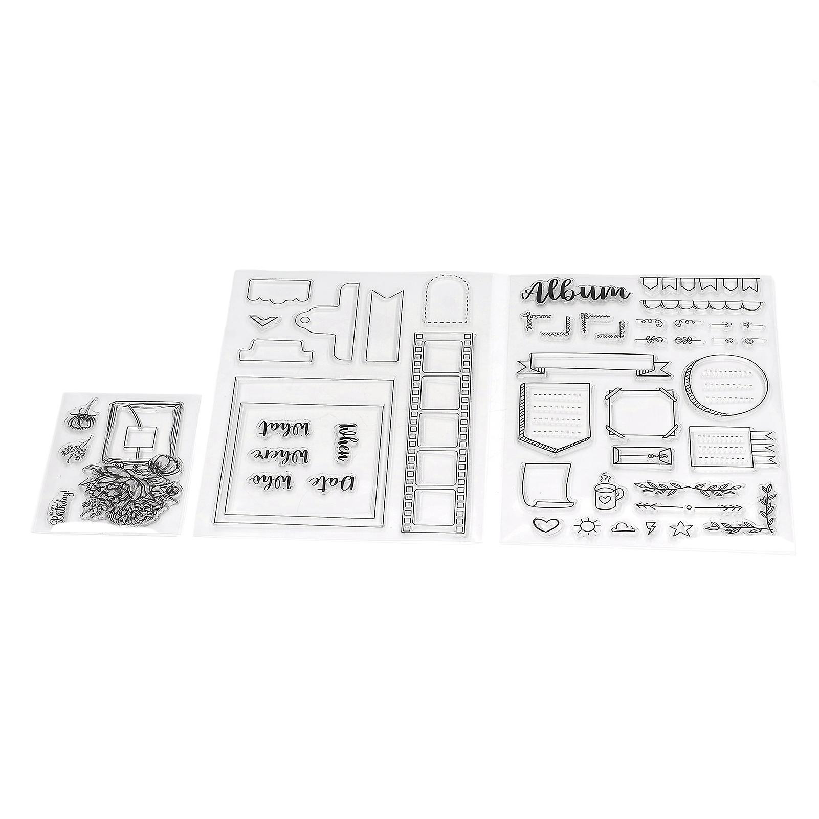 3pcs Clear Stamps DIY Interesting Durable Reusable TPR Material Transparent Appearance Embossing Scrapbooking Tool 