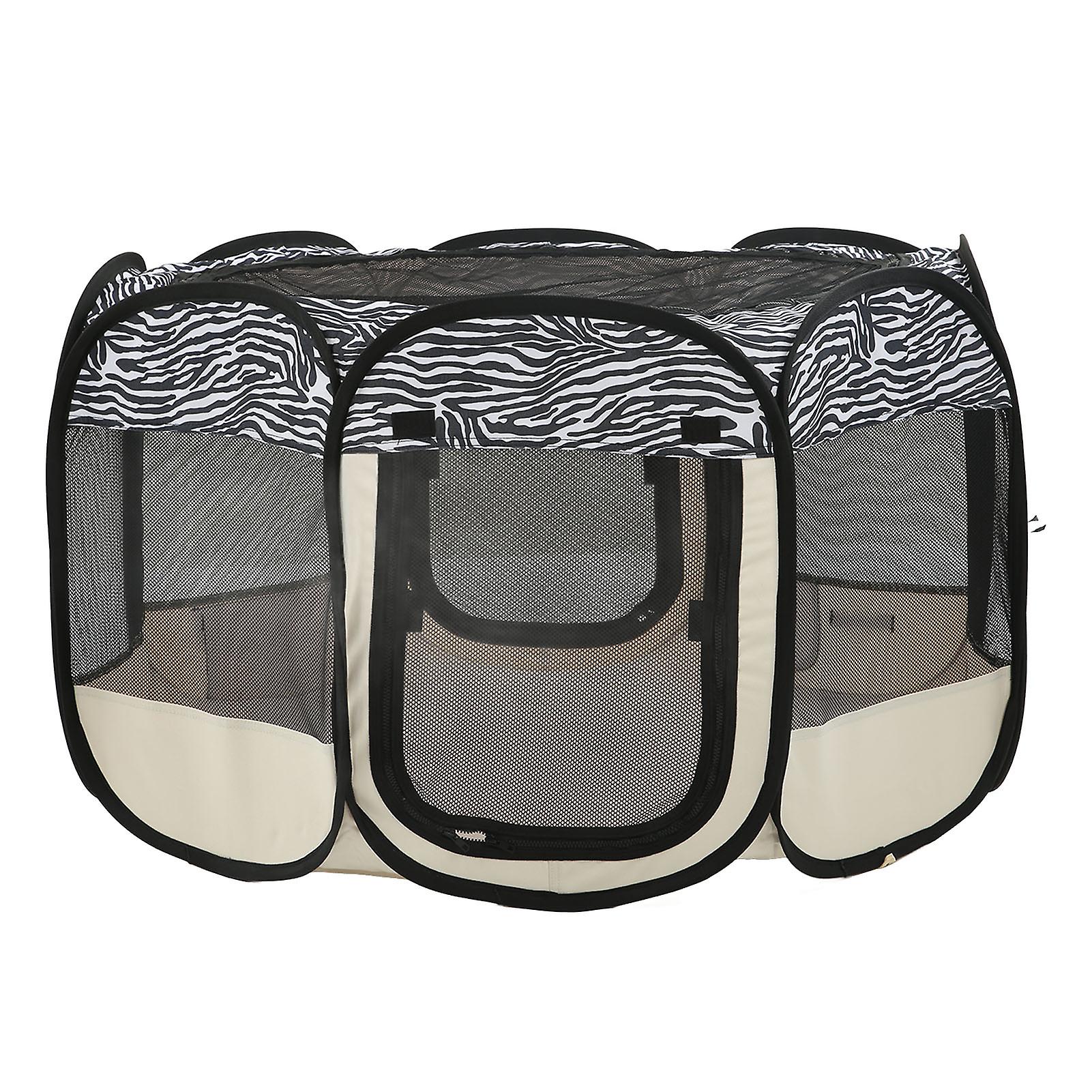 Parc pour animaux de compagnie pliable Oxford tissu Zebra Stripe Résistance aux rayures Parc pour chien portable pour petit chien chat lapin poussins