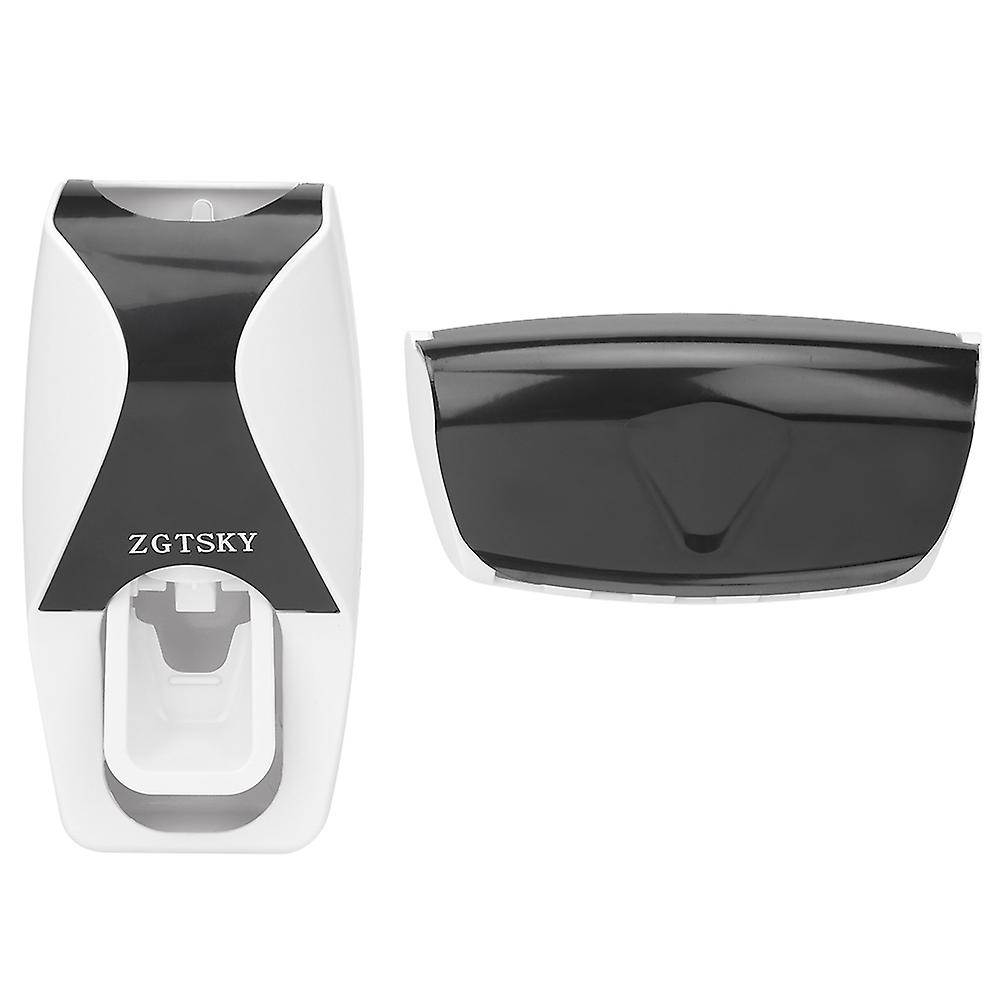 Wall Mounted Automatic Toothpaste Dispenser & Toothbrush Holder, Black, 15x8x6cm