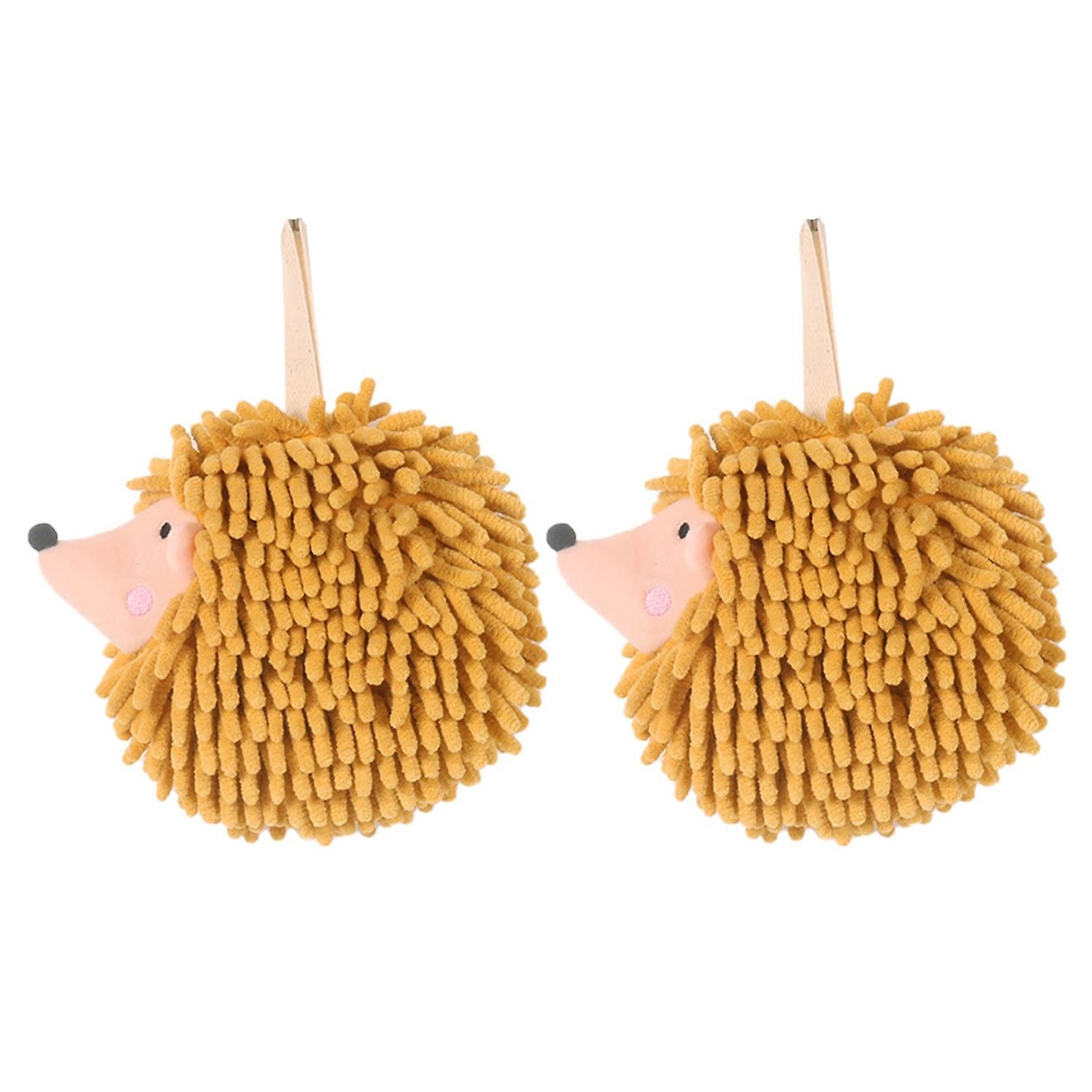 2Pcs Hedgehog Fluff Ball Hand Towels Strong Absorbent Quick-drying with Hanging Rope Microfiber Chen