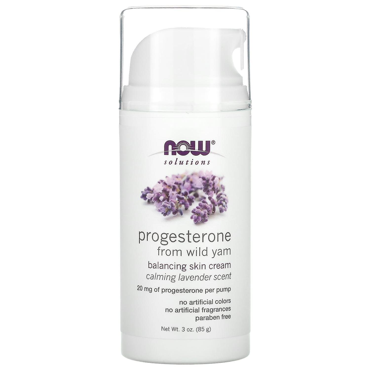 NOW Foods, Solutions, Progesterone from Wild Yam, Balancing Skin Cream, Calming Lavender, 3 oz (85 g