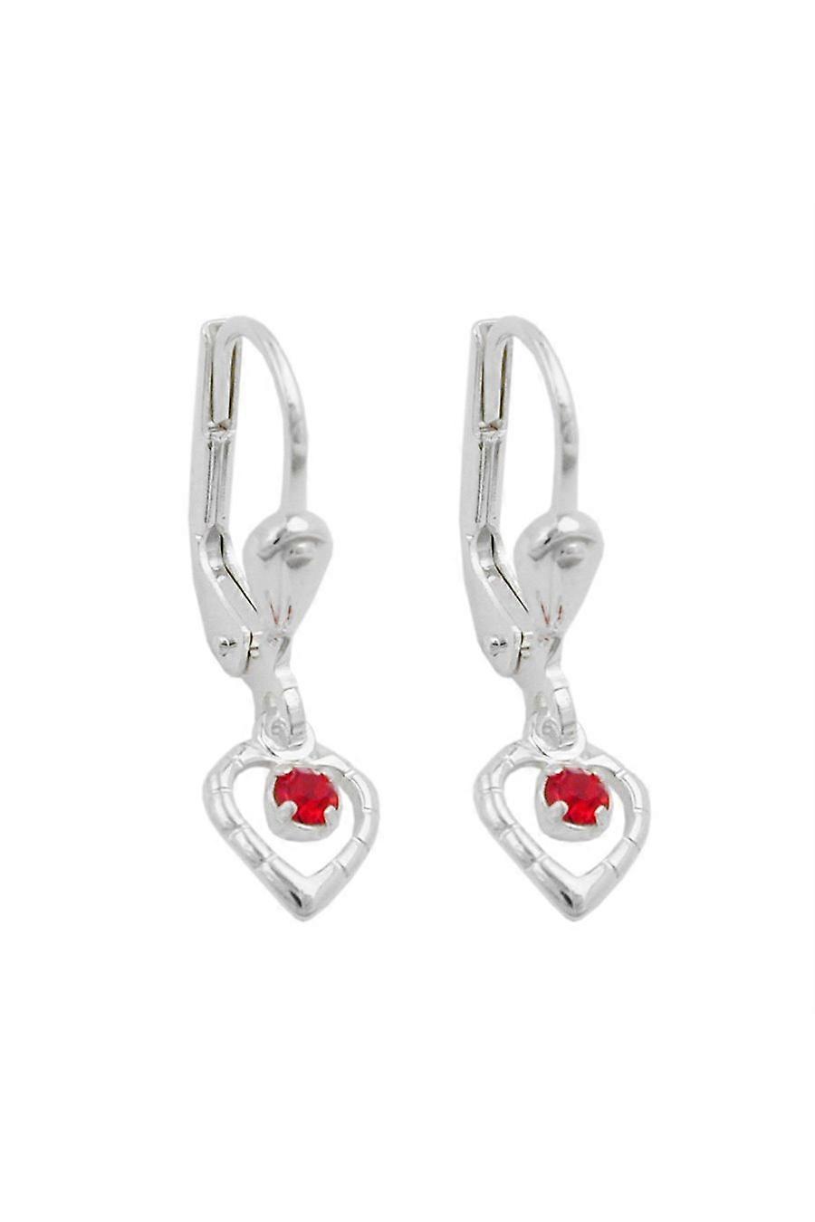 Leverback Earrings Heart Red Silver 925 - Gl90807