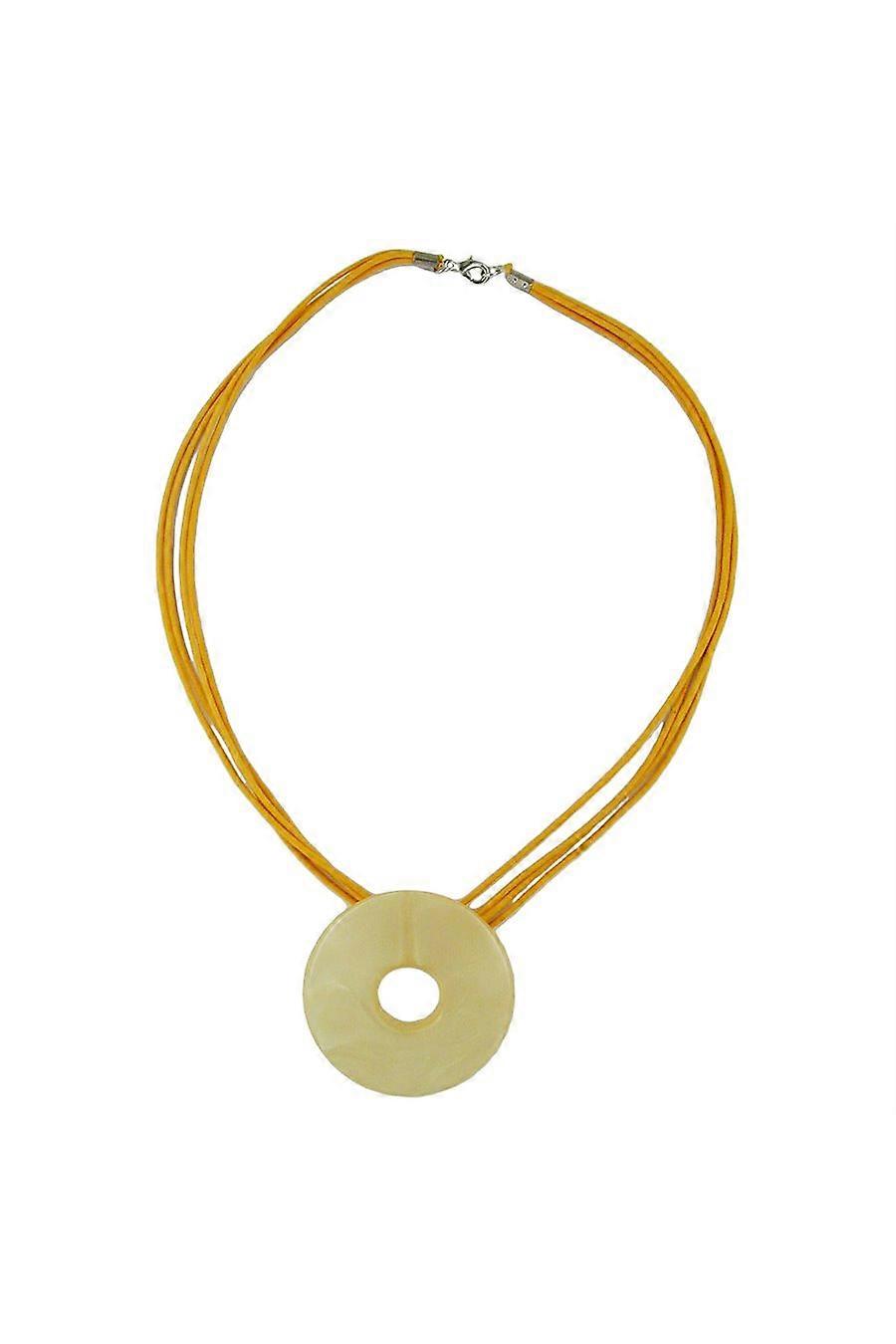 Necklace Round Pendant Yellow/orange - Gl07165