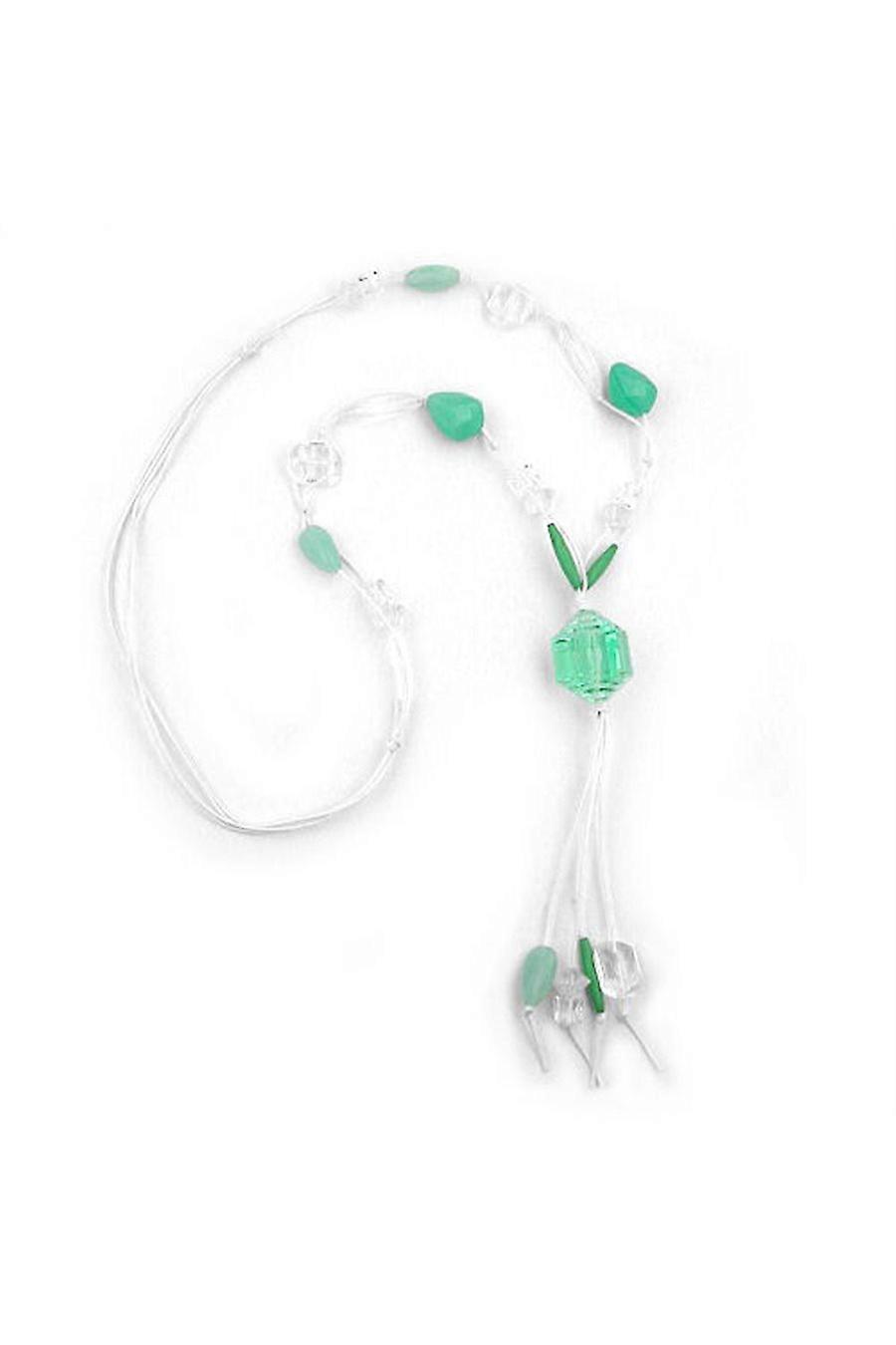 Necklace Beads Mint & White 100cm - Gl00117