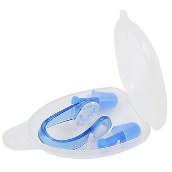 Soft Silicone Swimming Ear Plugs and Nose Clip Set Waterproof for Surfing Diving Water Sports Blue