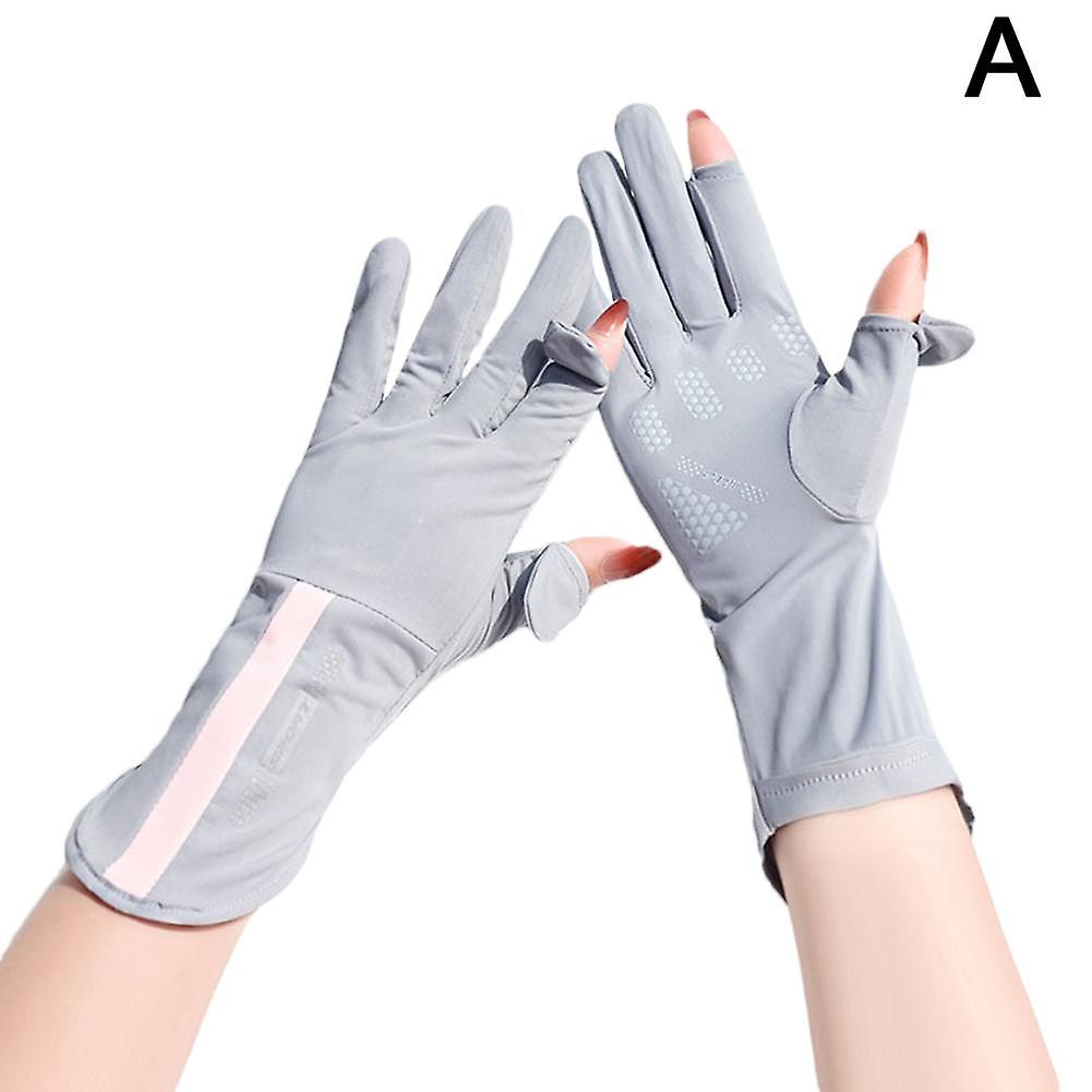 قفازات صيفية واقية من الشمس للنساء من الحرير الجليدي للقيادة وركوب الدراجات قفازات غير قابلة للانزلاق وجيدة التهوية