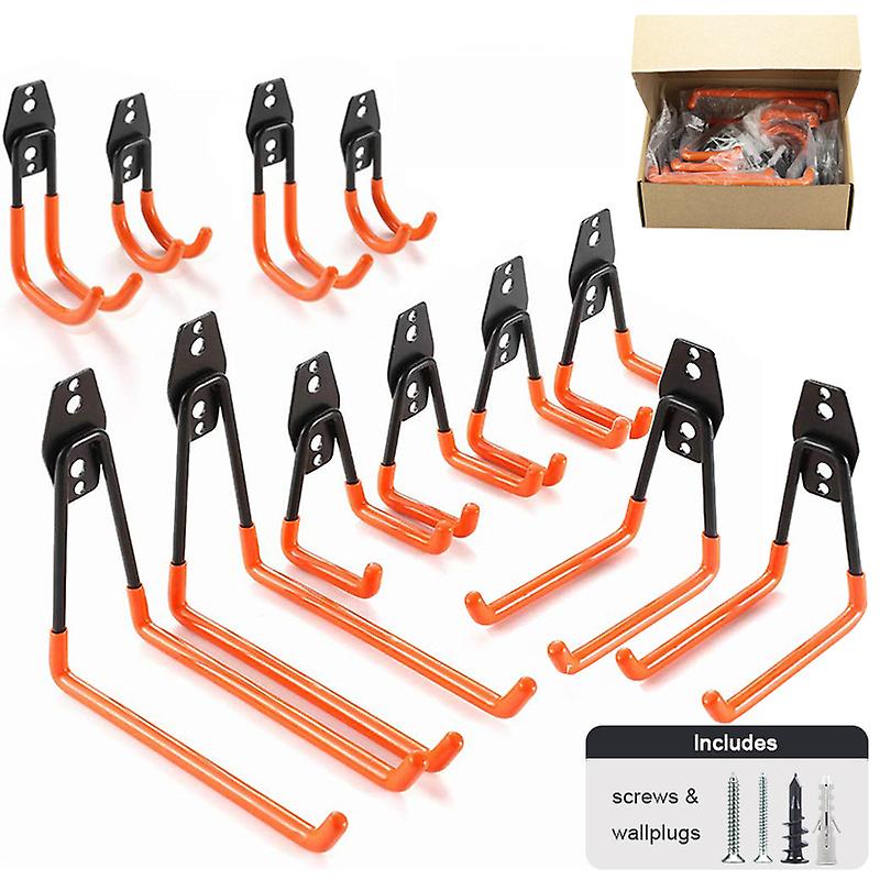 Garage Storage Hook,Set of 12 Heavy Duty Wall Hooks with Non-Slip Coating, Square Hooks, for Shovel
