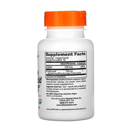 Stabilized R-Lipoic Acid with BioEnhanced Na-RALA, 100mg 60 vegetable capsules