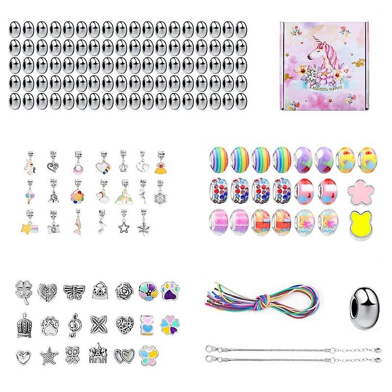164Pcs Kids Bracelet Making Kit Girls Jewelry Making DIY Beads Hair Ring Bracelet Accessories with B