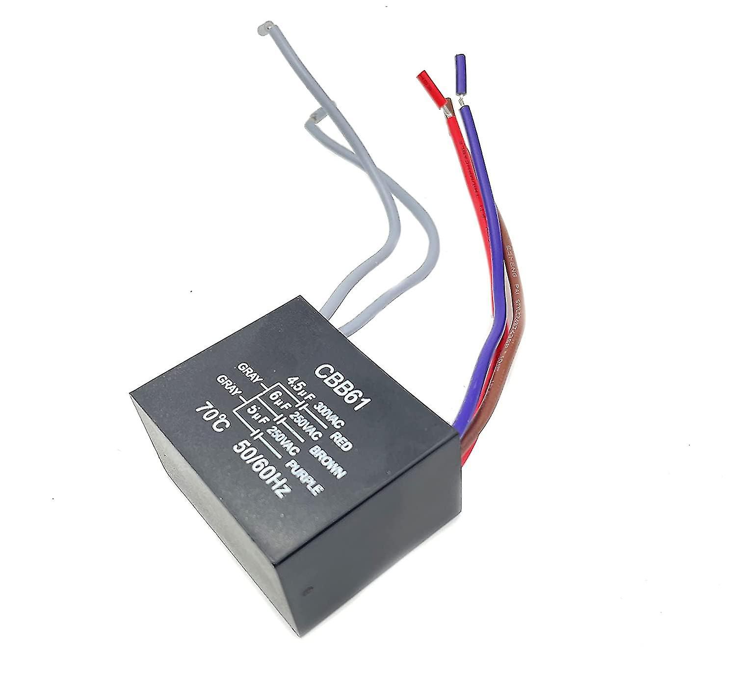 New Motor Ceiling 5 Wire Ceiling Fan Capacitor CBB61 4.5uf + 5uf + 6uf 250V 2Pcs