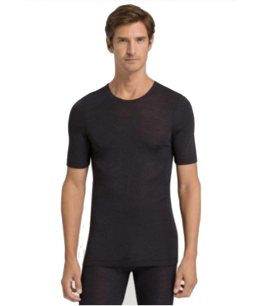 Hanro Intimo da sci da uomo Lana e seta r/n s/slv camicia nera 073401