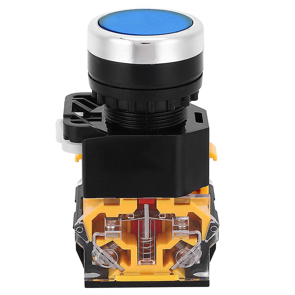 5pcs 22mm 37V-440V Push Button Switch Self Resetting Button Switch without Light(Blue )