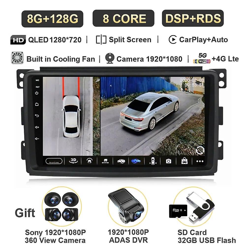 Android 13 Car Radio For Mercedes Benz Smart Fortwo 2006 2007 2008 2009 2011-2015 Multimedia Player Carplay Navigation Qled Dsp
