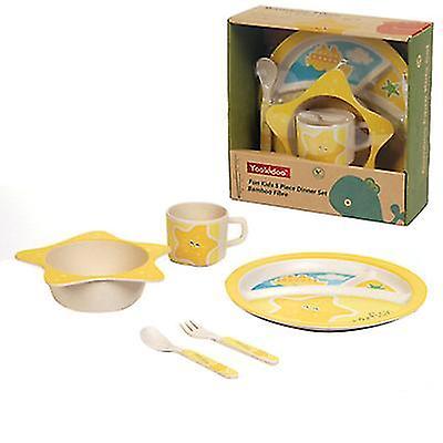 スター5個/セット子供用竹繊維食器、屋外ポータブル幼児用食器Az22388