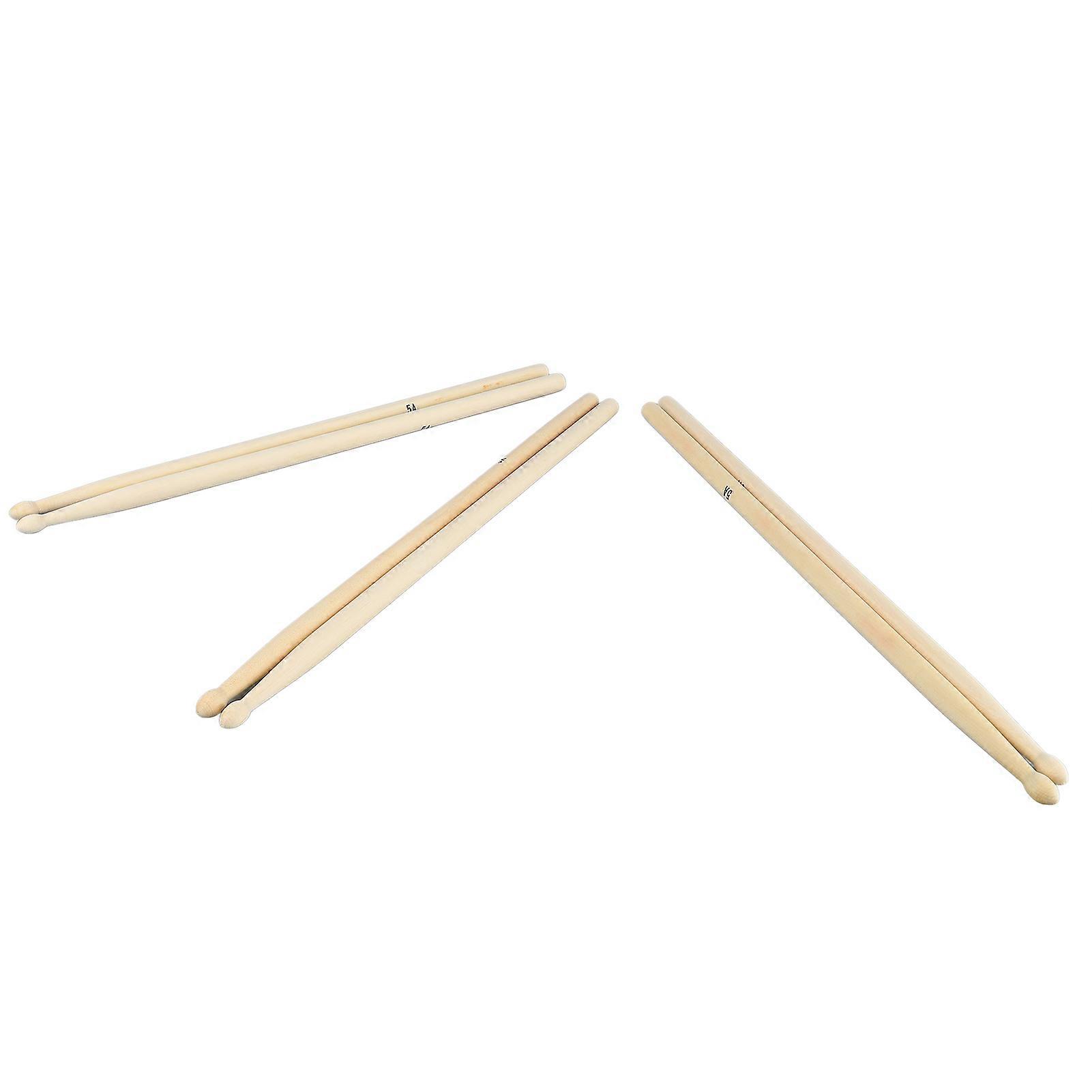 3 Pairs 5A Drumstick Sturdy Solid Wood Anti Slip Comfortable Grip Drum Stick for Performance Practice 