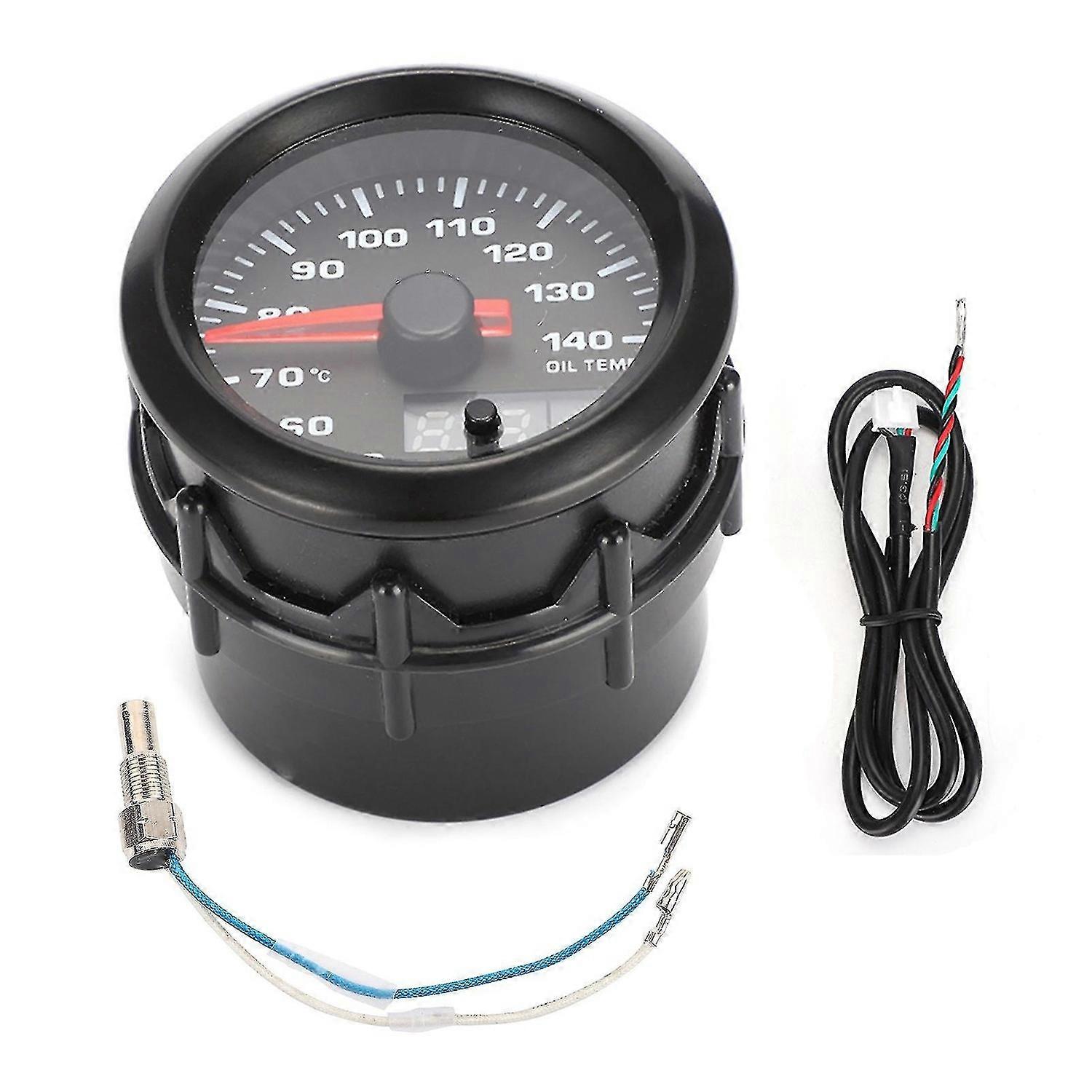 2In 52mm car oil temperature gauge pointer 7-colors led oil temp meter with sensor