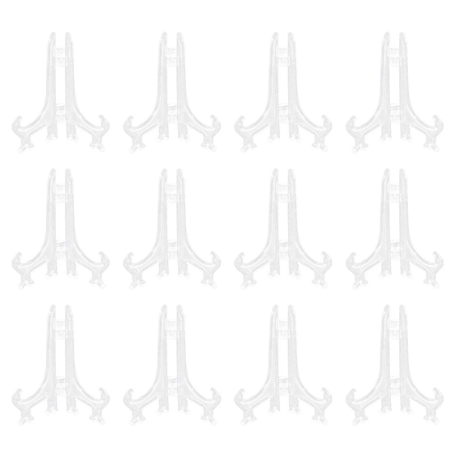 12pcs Transparent Easel Frame Bracket Plate Holders Easel Stands Clear Plate Stands