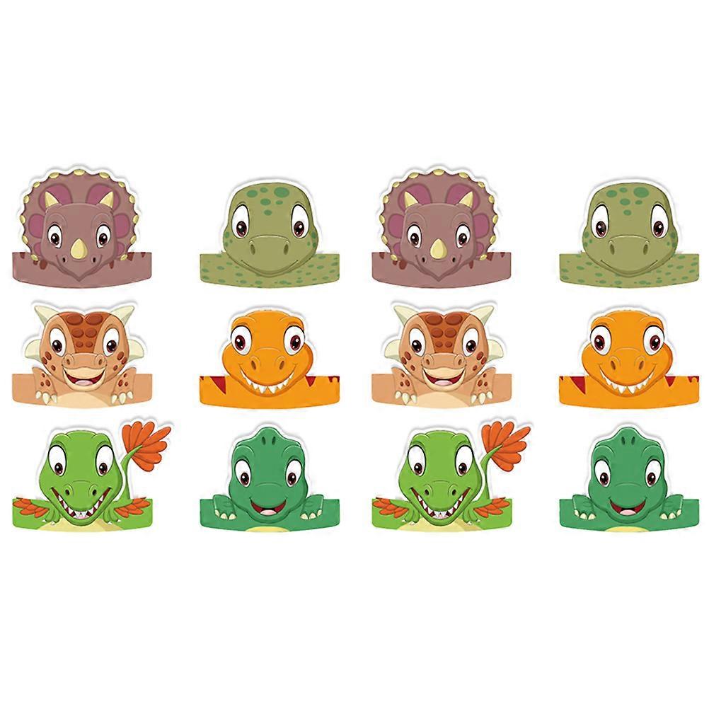 12pcs Dinosaur Party Hats Birthday Party Hats Decorative Paper Hats Photo Props