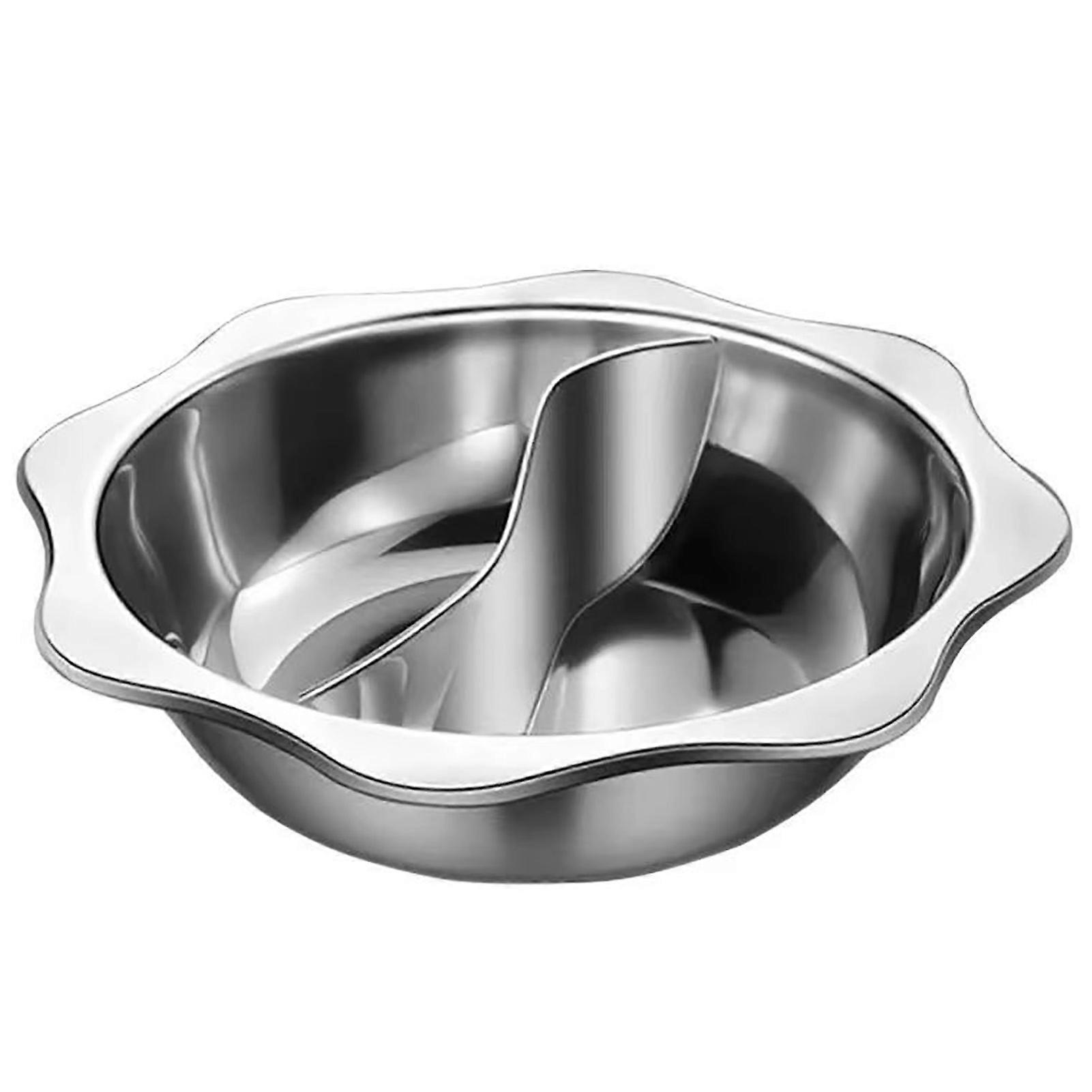 Stainless Steel Double Flavor Hot Pot with Thickened Base for Induction Cooker, Restaurant and Home Use Durable Cookware