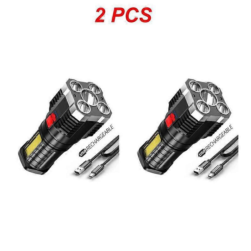 2/3/5PCS LED Super Bright Flashlight Multi-function Rechargeable Outdoor Waterproof Led Long-range Spotlight Battery Display