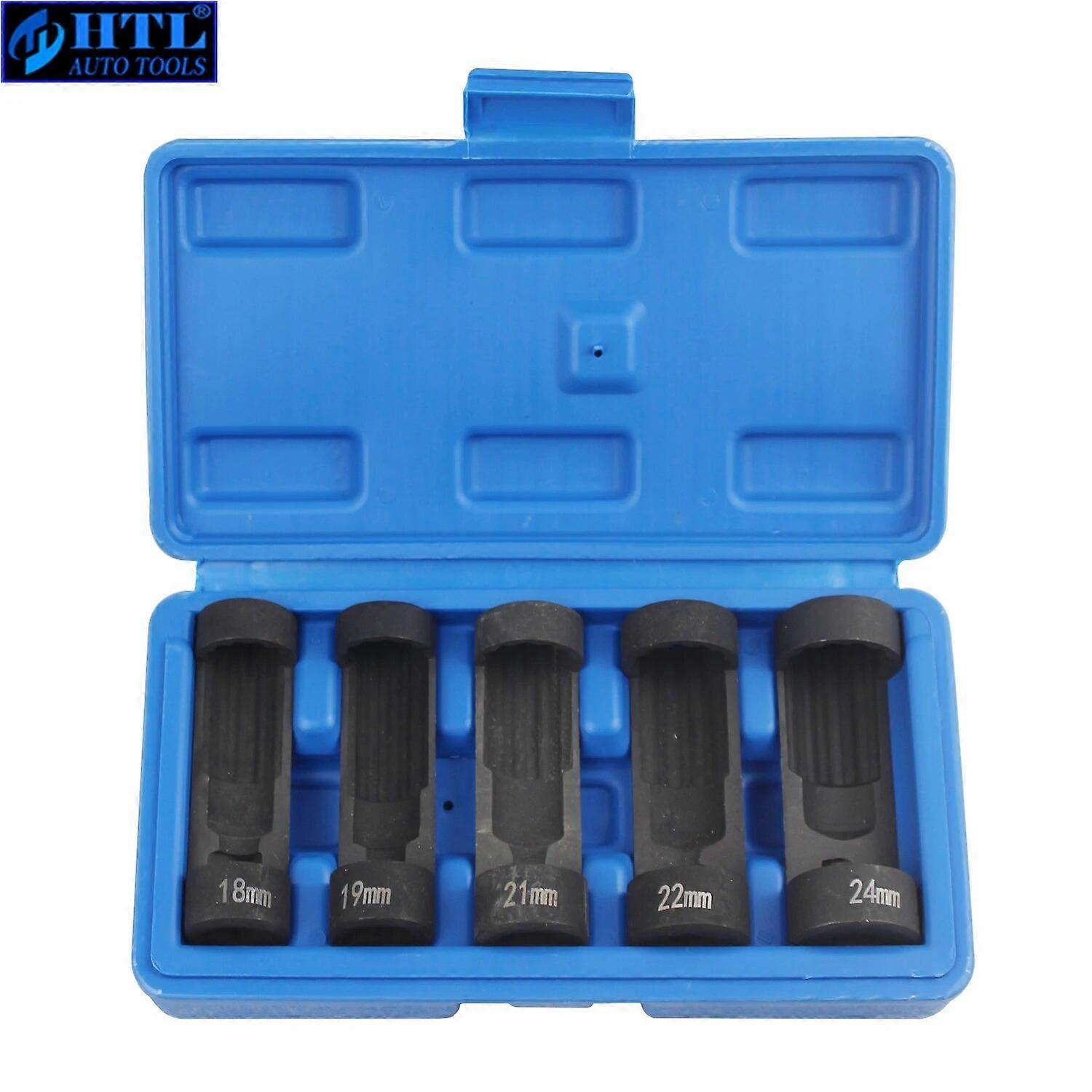 5pcs Strut Nut Sockets Most Euro Vehicles 12 Point Sockets 1/2 Drive 18mm ~ 24mm No.27823