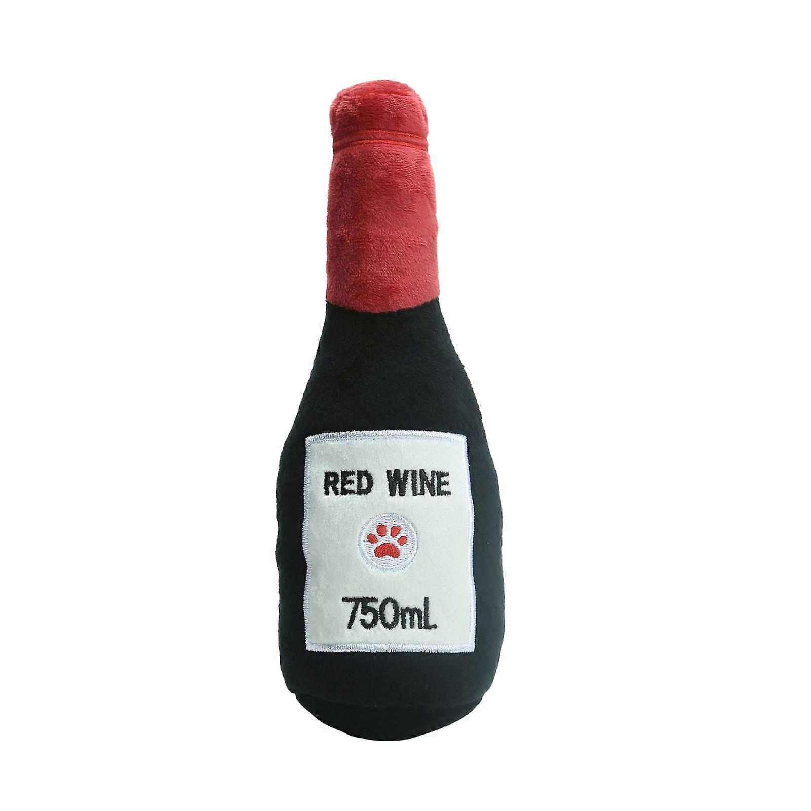 Pet Dog Plush Squeaky Toy Super Soft Bite-Resistant Wine Bottle Shaped Puppy Chew Toy Interactive Pet Training Tool