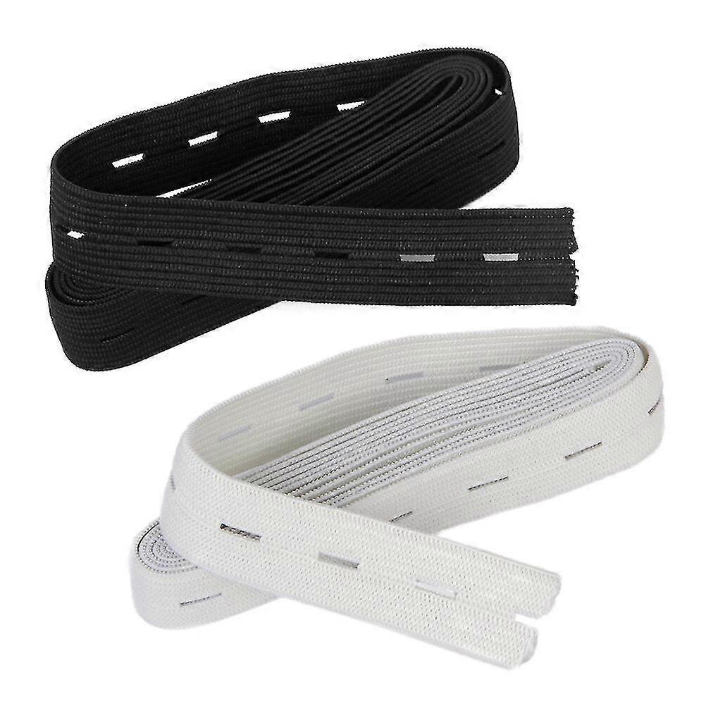 2pcs 1.5m Cucito Button Hole Knit Elastic Band Elastic Band Waistband (bianco + nero)