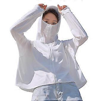 Women's Upf 50+ Ice Silk Hood Ademend Dun Hardlopen Wandelen Met Ritszakken Voor Uv-bescherming