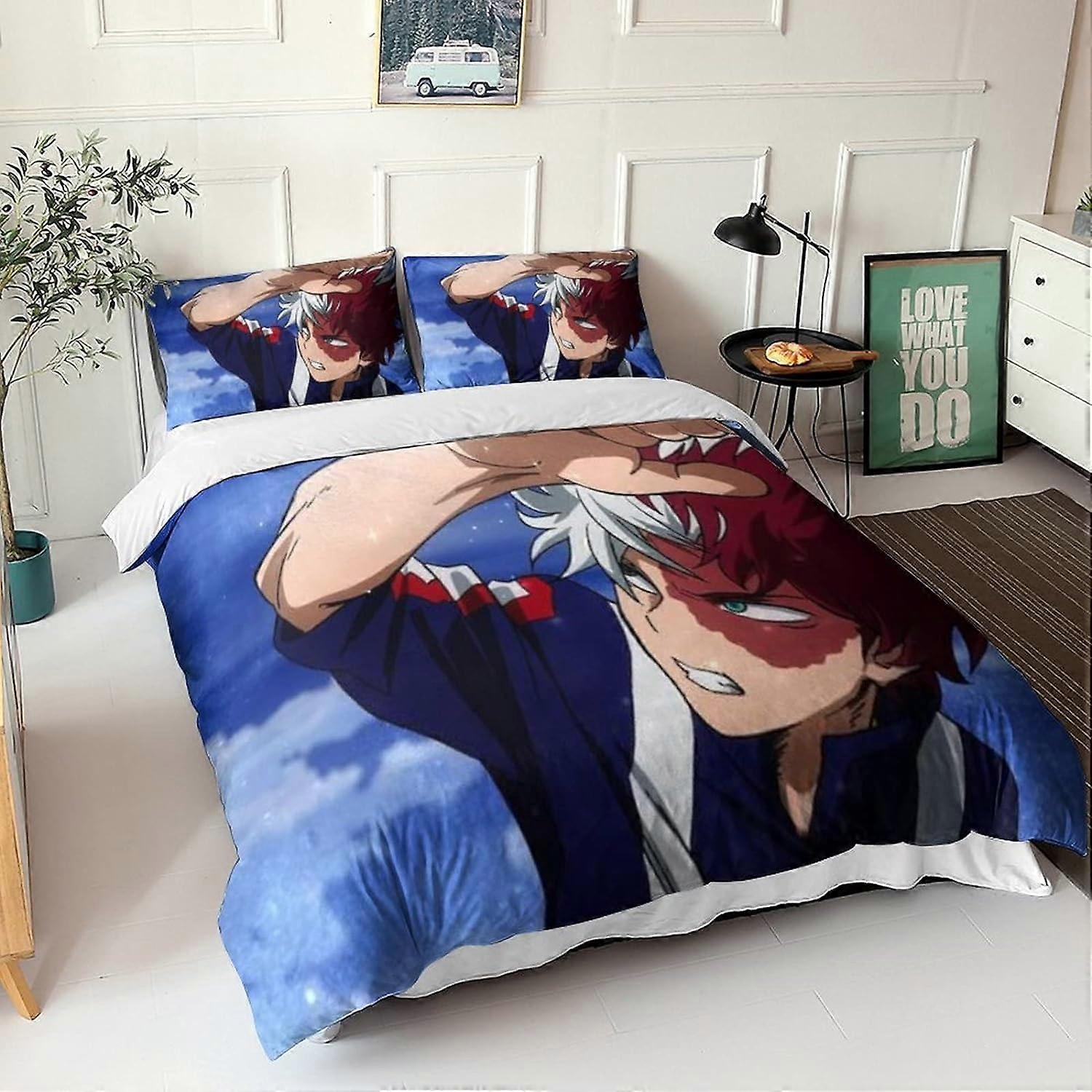 My Hero Academy Microfiber Bedding Set Pieces, Duvet Cover with Zippered Pillowcase, Bedding Set for Adults and Children My Hero Academy 135*200 CM