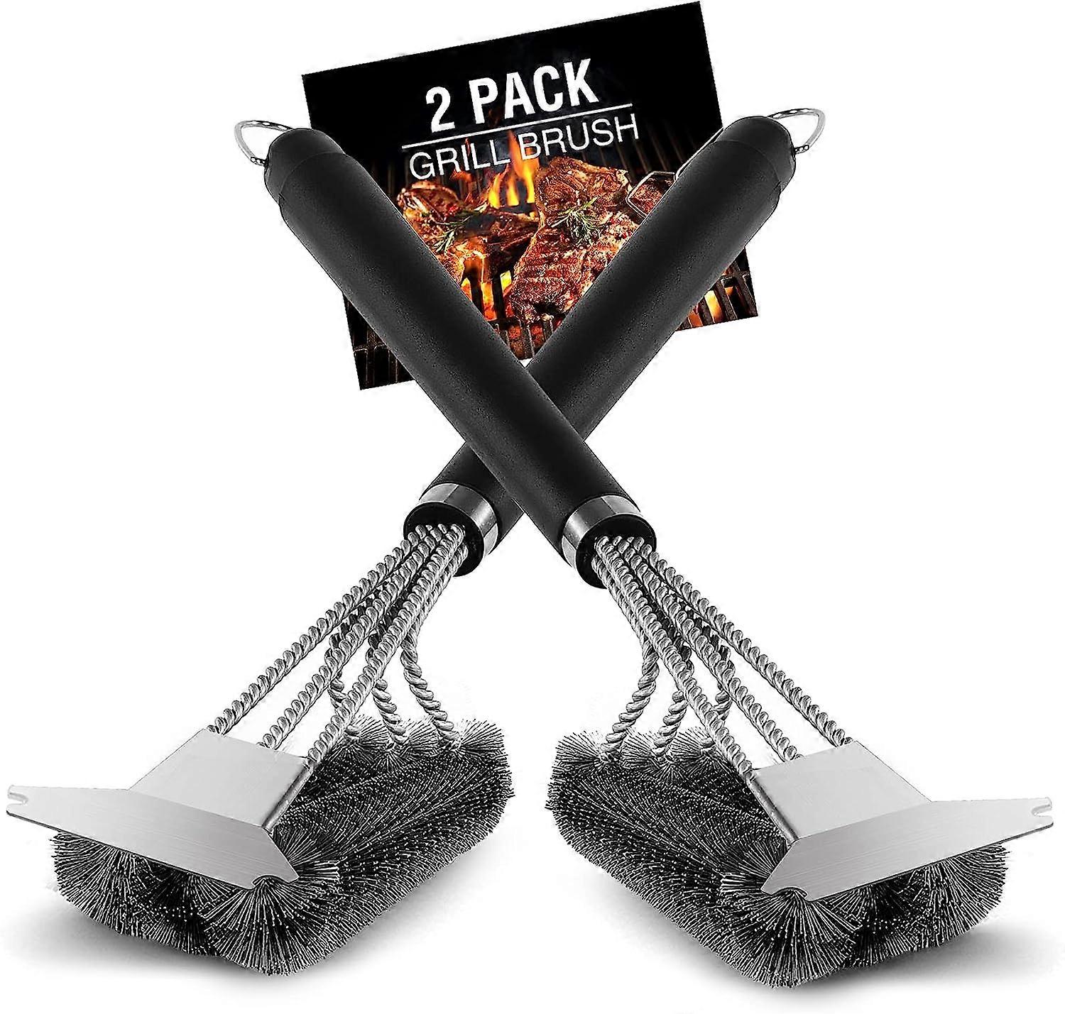Grillbørste, 2 stk Weber grillbørste med skrape, rustfritt stål Brus 