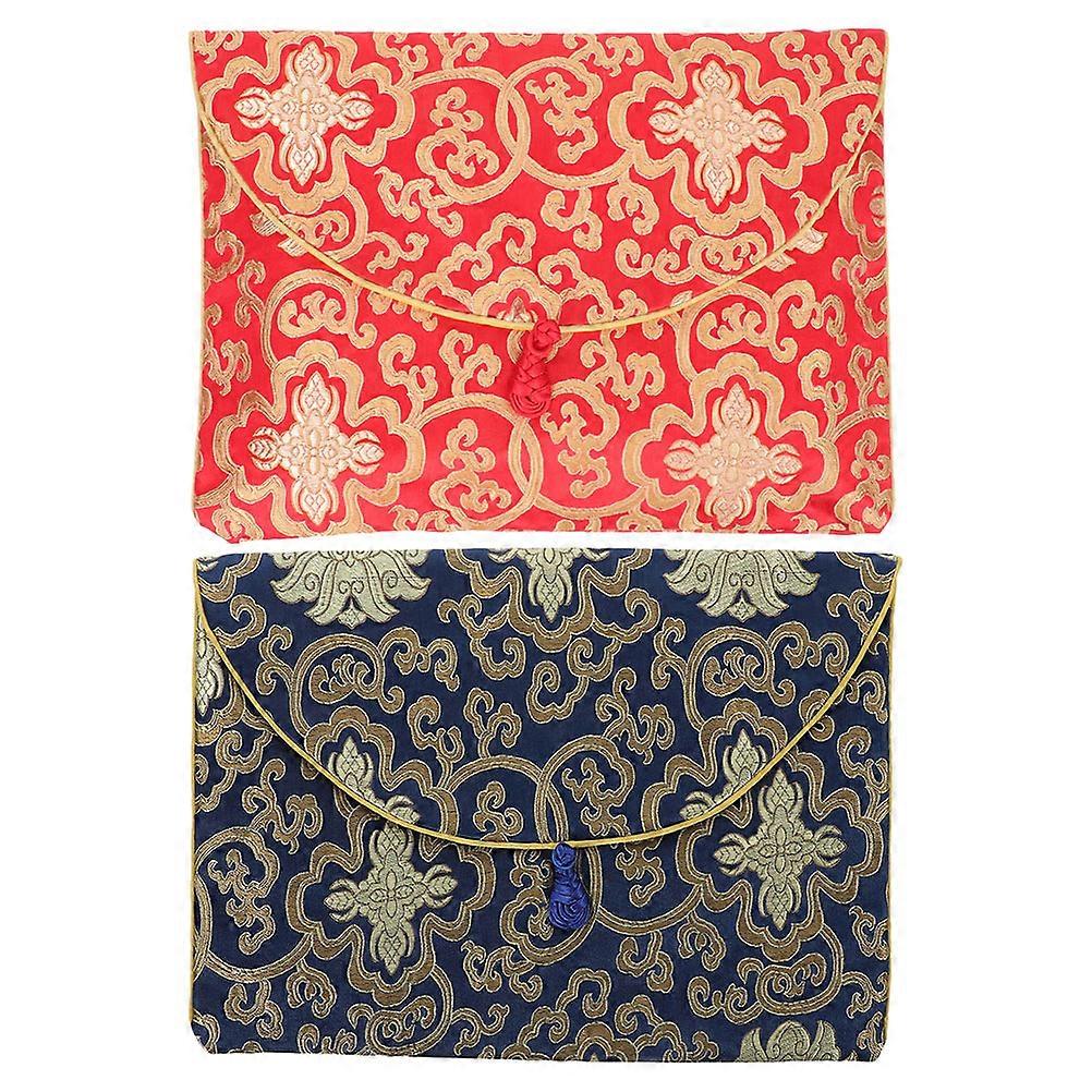 2Pcs Chinese Style Storage Bag Buddhist Scriptures Pouch Decorative Bag Storage Scripture Bag
