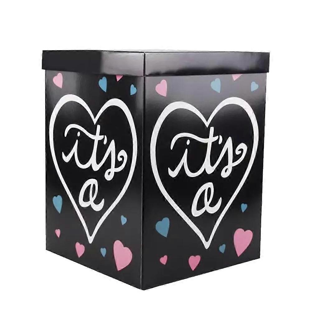 1 قطعة الجنس تكشف عن صندوق قابل للطي أسود صبي وفتاة عيد ميلاد الطفل بالون ورقة مربع