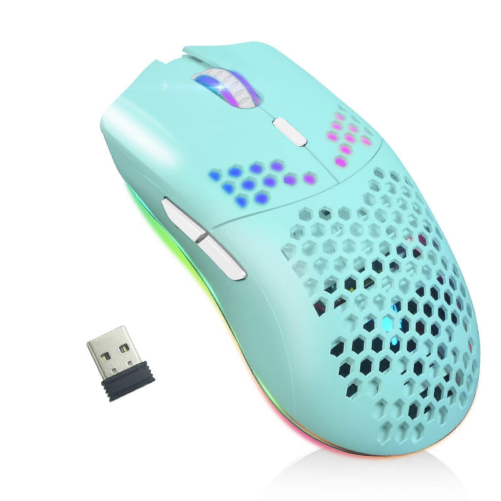 Wireless Gaming Mouse,Computer Mouse with Honeycomb Shell, Blue