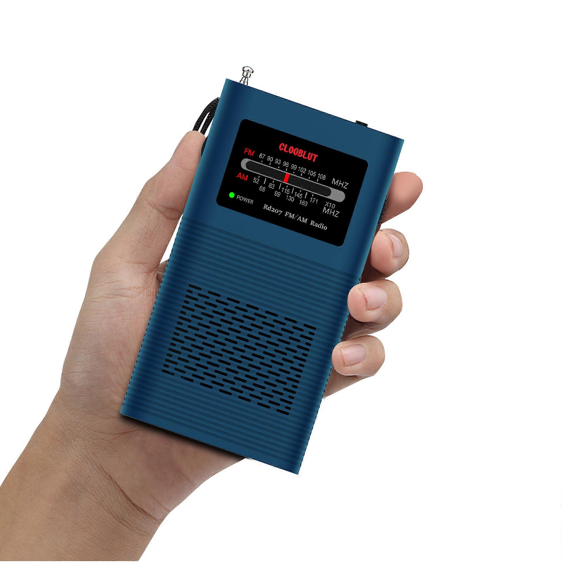Radio à transistor FM de poche portable Lampe de poche puissante alimentée par une batterie de 1500mah (incluse), antenne ultra-longue meilleure réception meilleure qualité sonore 