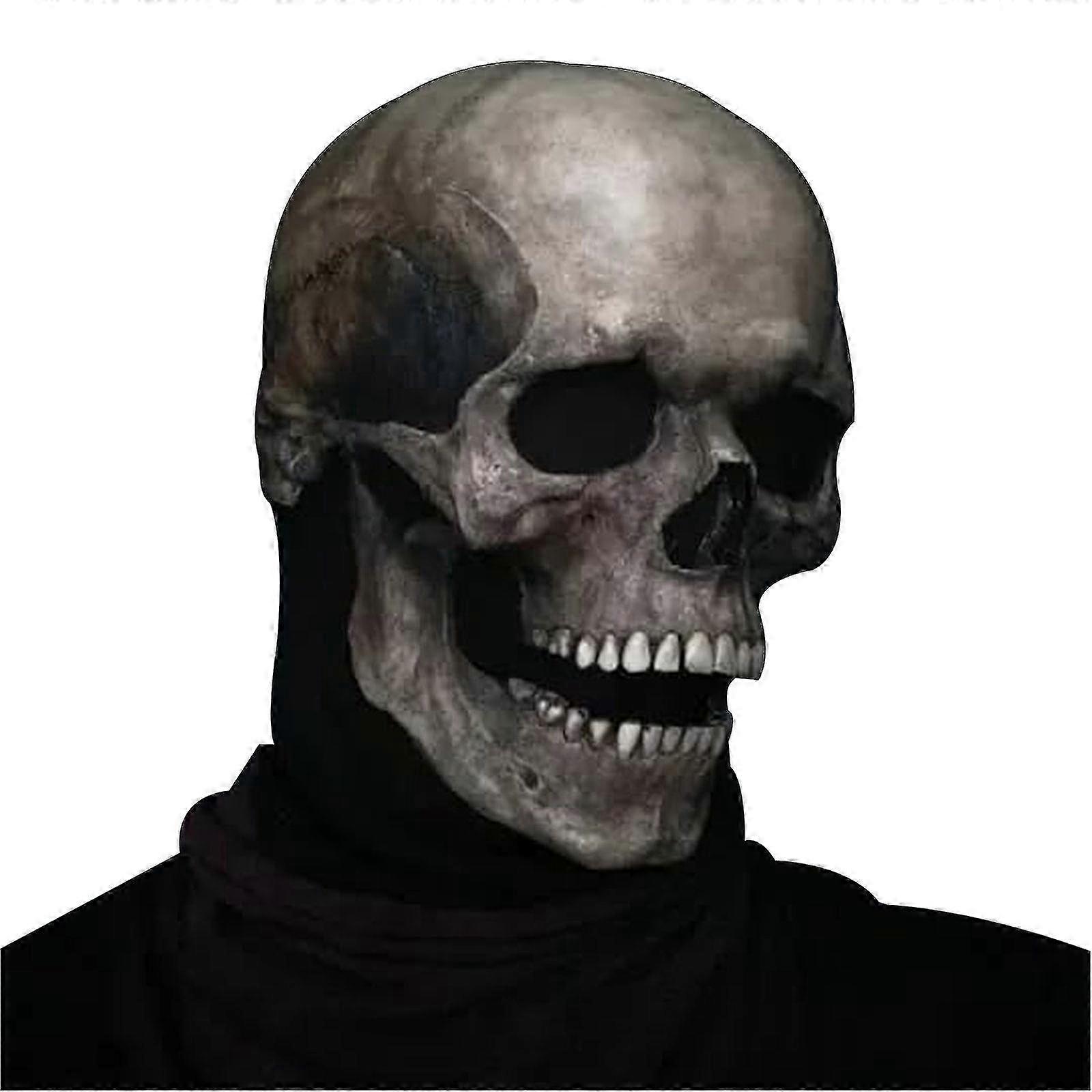 Halloween Skull Mask Horror Glow Eye Full Head Skull Masks Helmet Movable Jaw