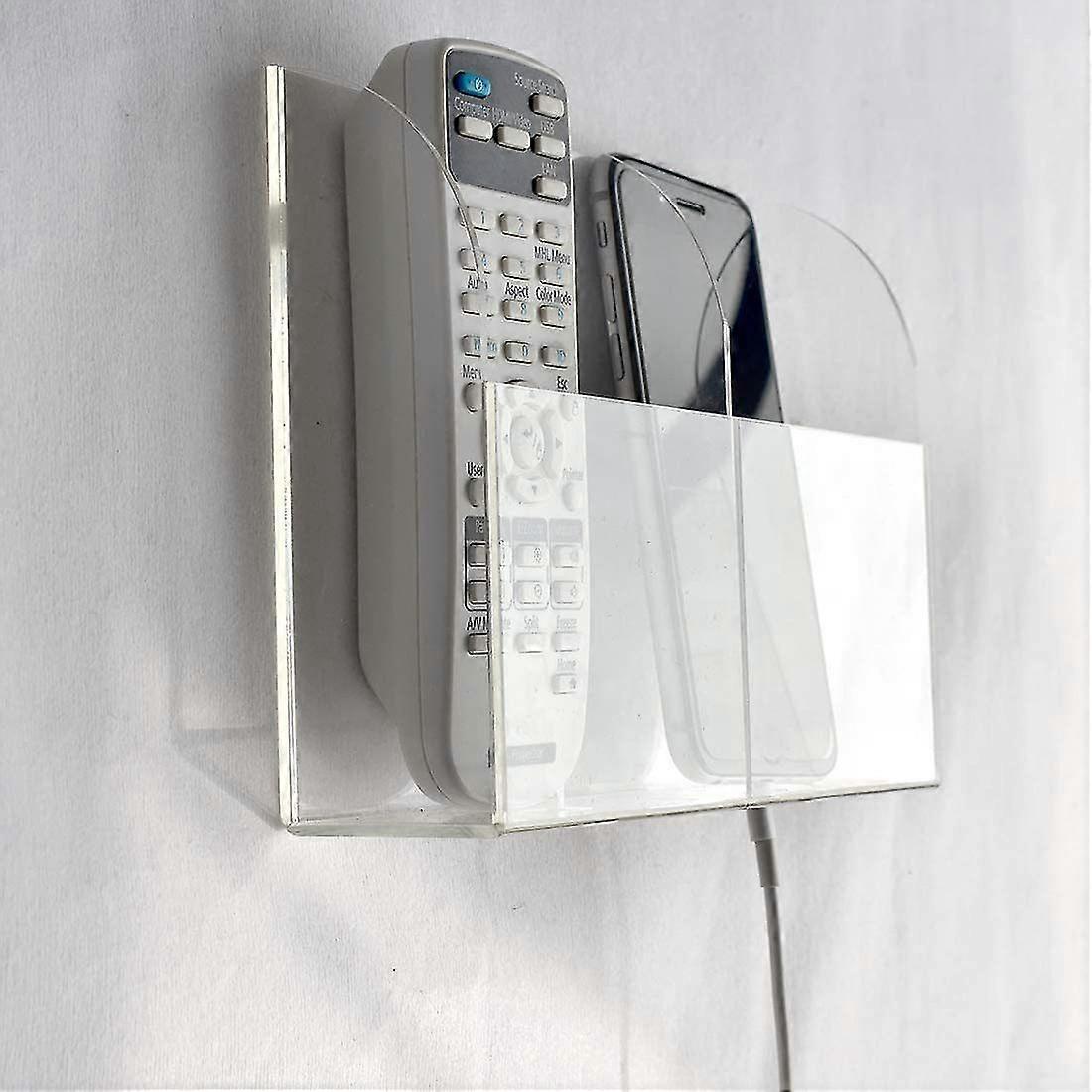 Transparent Remote Control Organizer, Wall Mount Remote Control Storage Box, 2 Compartment