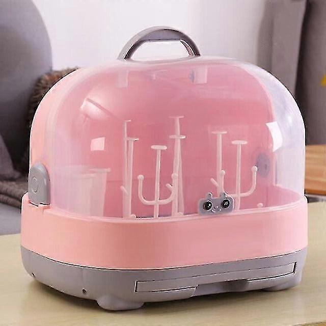 Portable kitchen bottle drying rack box with anti-dust cover large cup bottle storage box baby travel bottle organizer