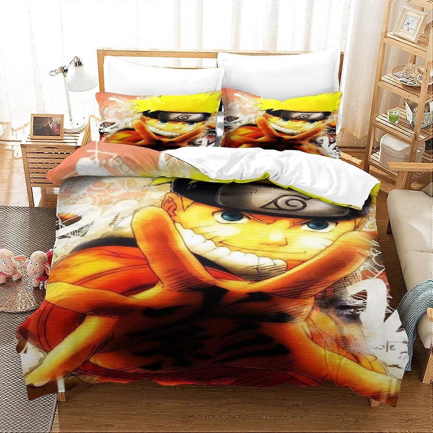 Naruto D Sängkläder Anime Tecken Påslakan Mikrofiber Täcke Täcke Med Dragkedja Stängning För Barn Tonåringar Vuxna Enkelsängkläder