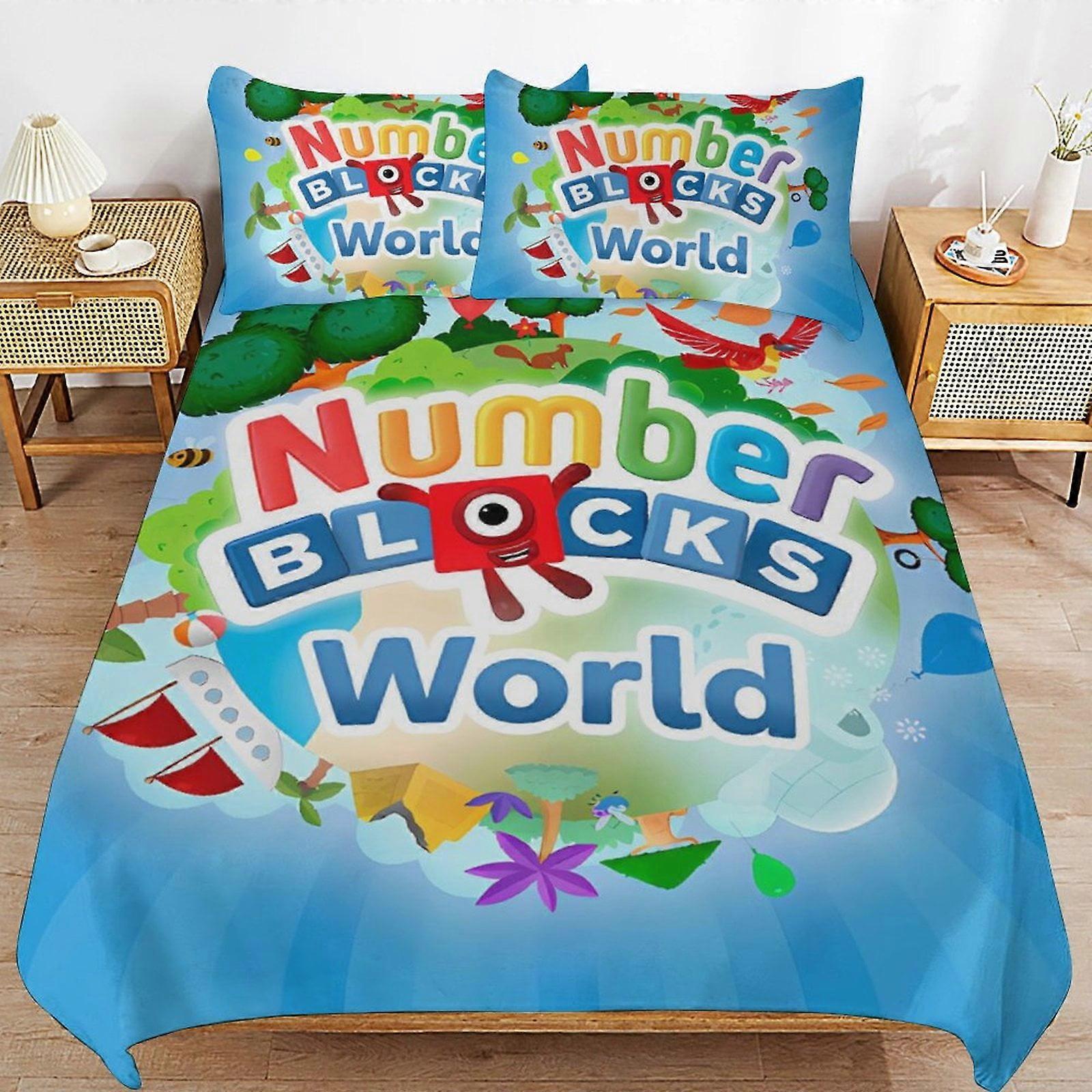 x462 Numberblocks Yatak Nevresim Takımı Mikrofiber Yatak Takımları 3D Baskılı Hafif 3 Parça Yorgan Takımları, 1 Nevresim Takımı Ve Çocuklar için 2 Yastık Şems