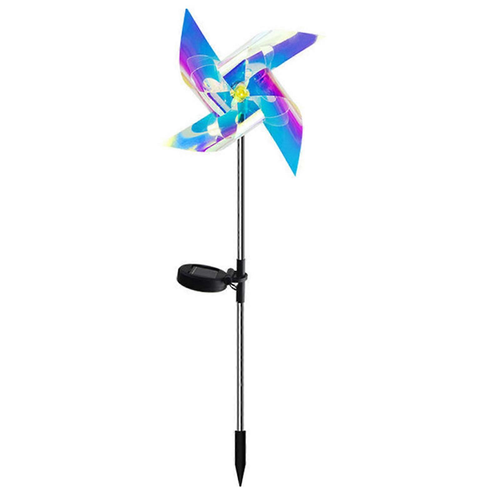 2pcs Solar Wind Spinner con Garden Stake Solar Powered Windmill Light Landscape Wind Catcher Lawn